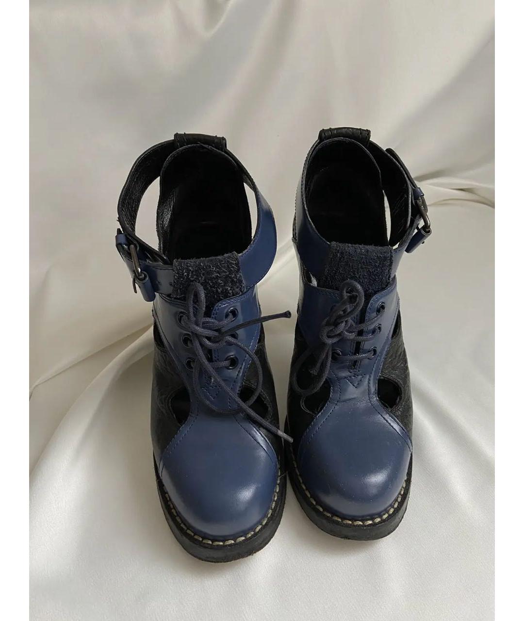 BALENCIAGA Темно-синие кожаные ботильоны, фото 2