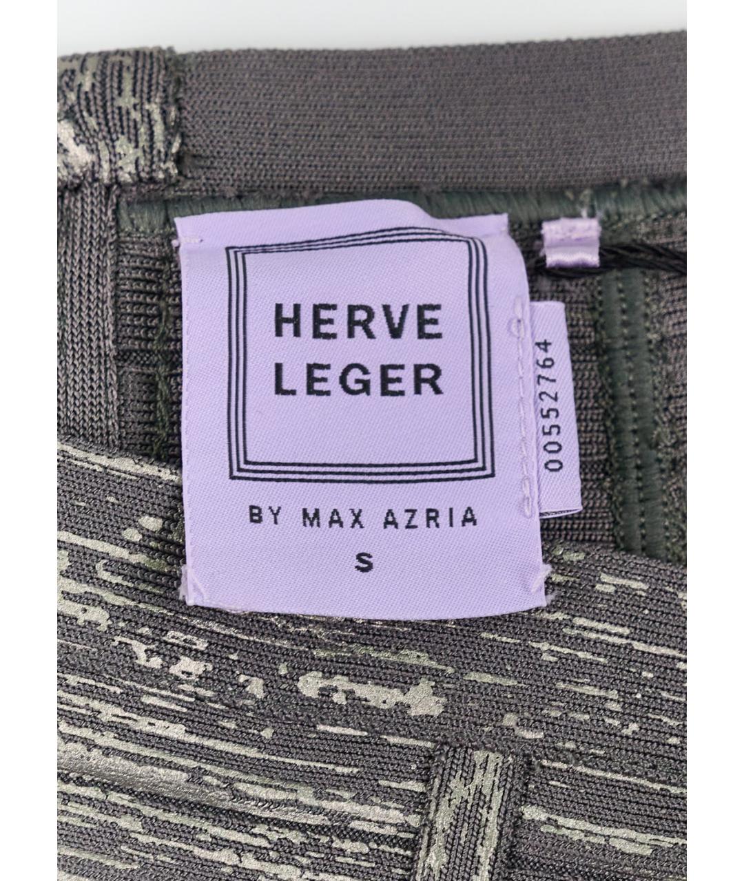 HERVE LEGER Серебряная вискозная юбка миди, фото 3