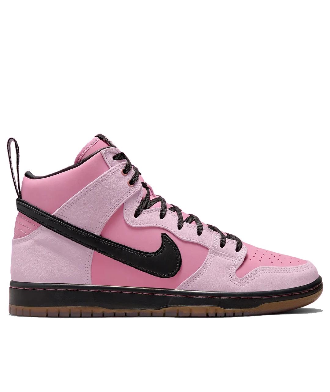 NIKE Розовые кожаные высокие кроссовки / кеды, фото 1