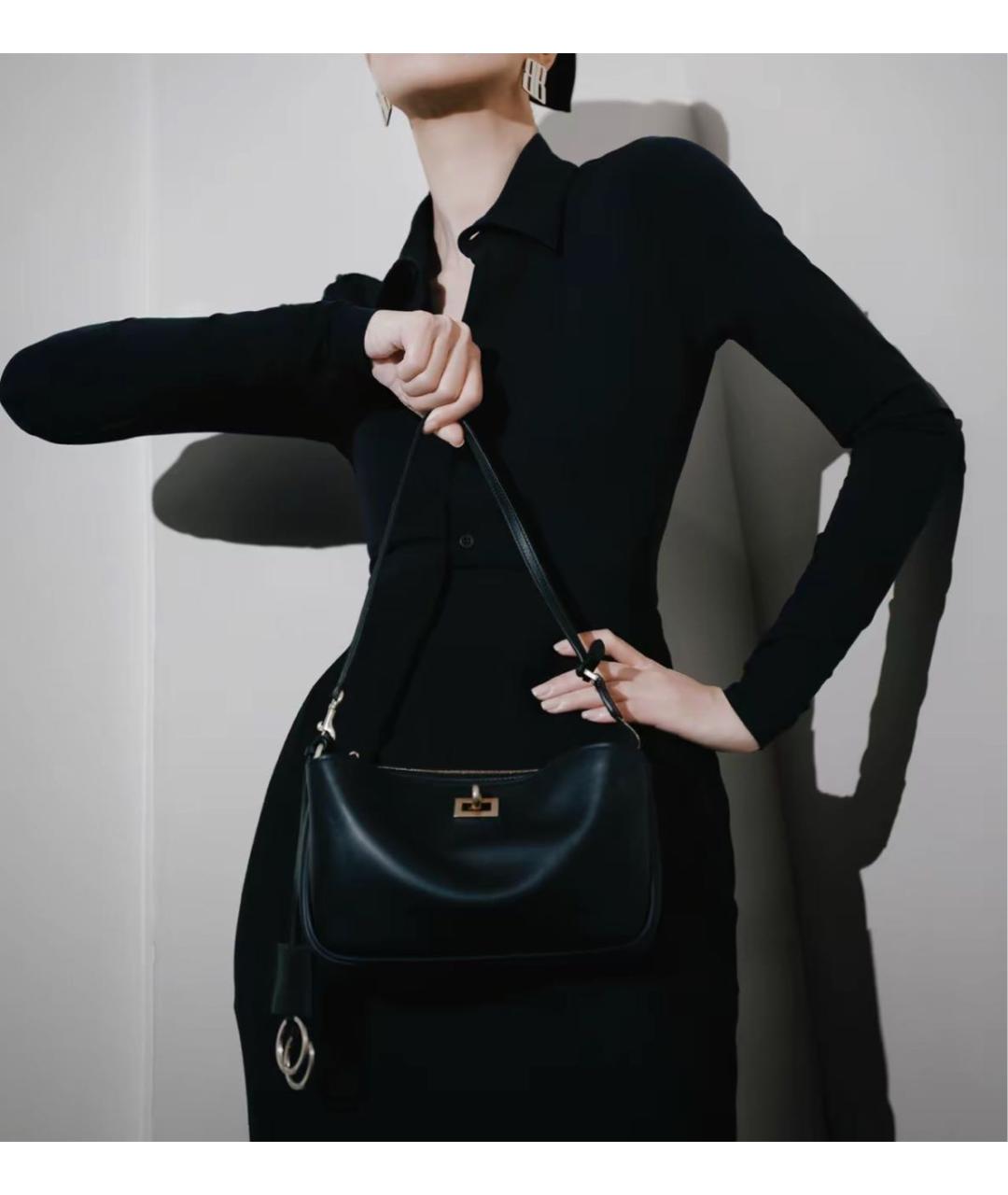 BALENCIAGA Черная кожаная сумка через плечо, фото 6