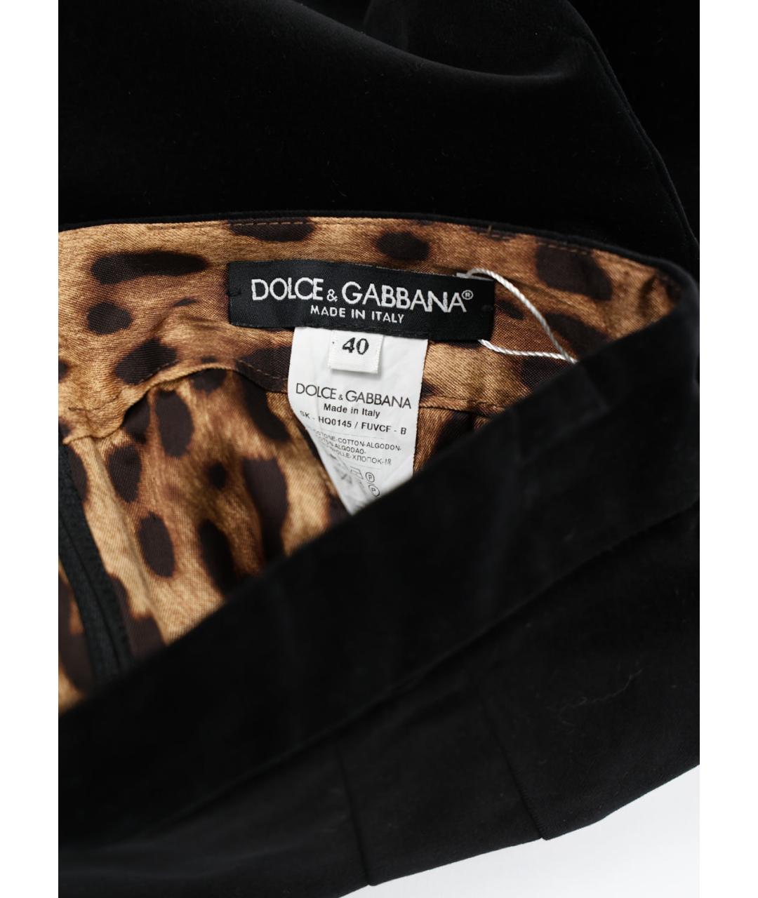 DOLCE&GABBANA Черная хлопковая юбка мини, фото 3