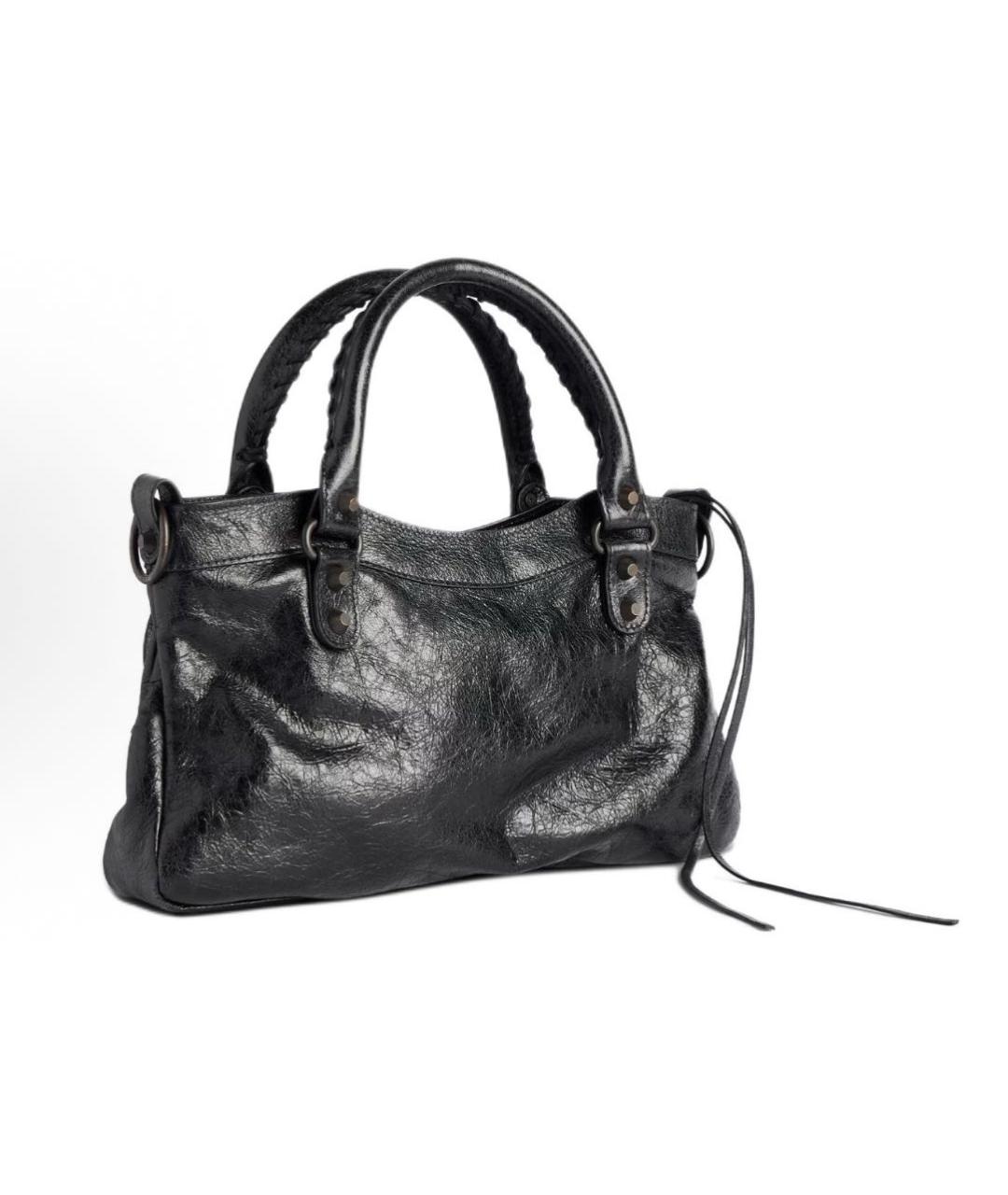 BALENCIAGA Черная кожаная сумка с короткими ручками, фото 4