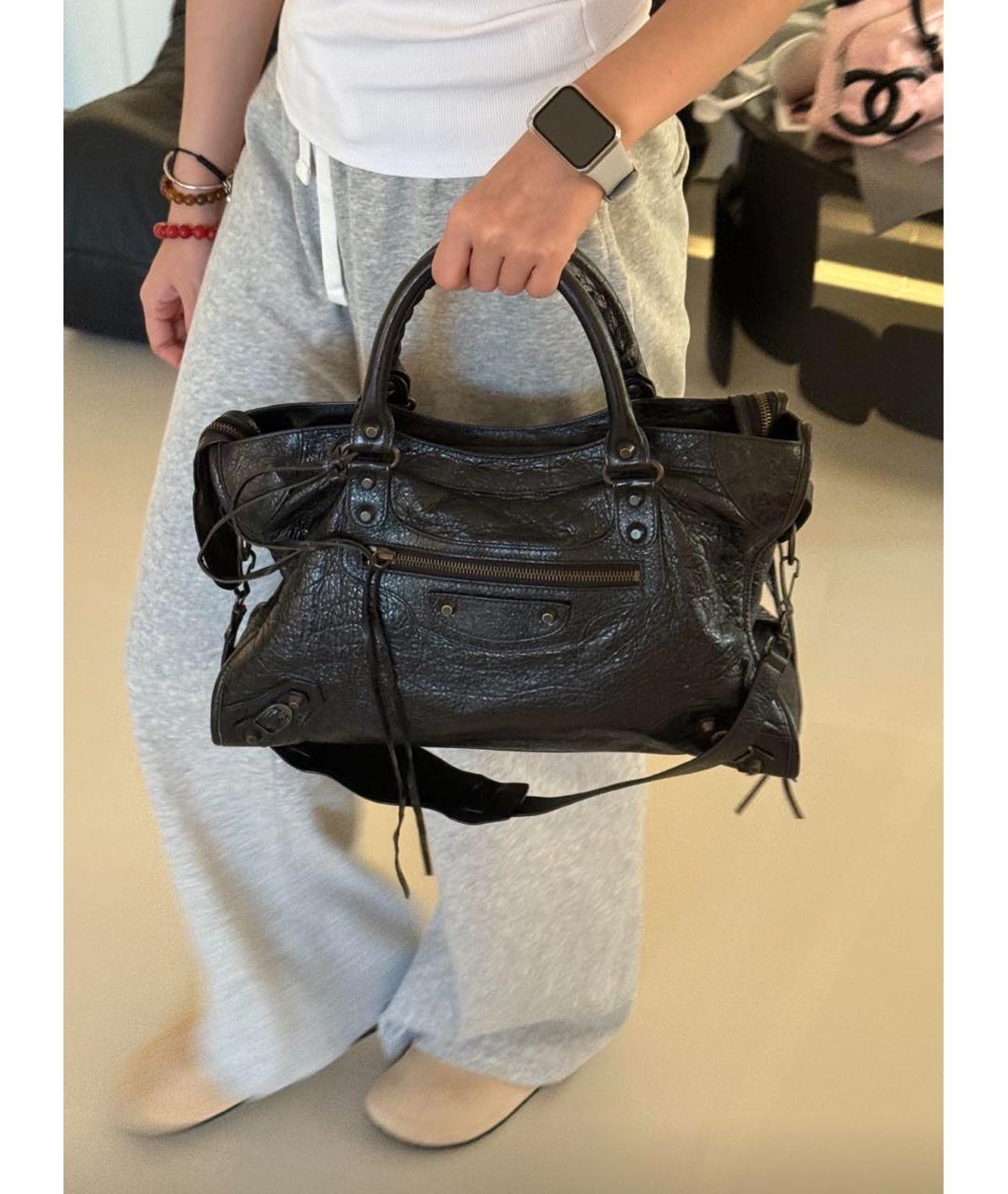 BALENCIAGA Черная кожаная сумка с короткими ручками, фото 7