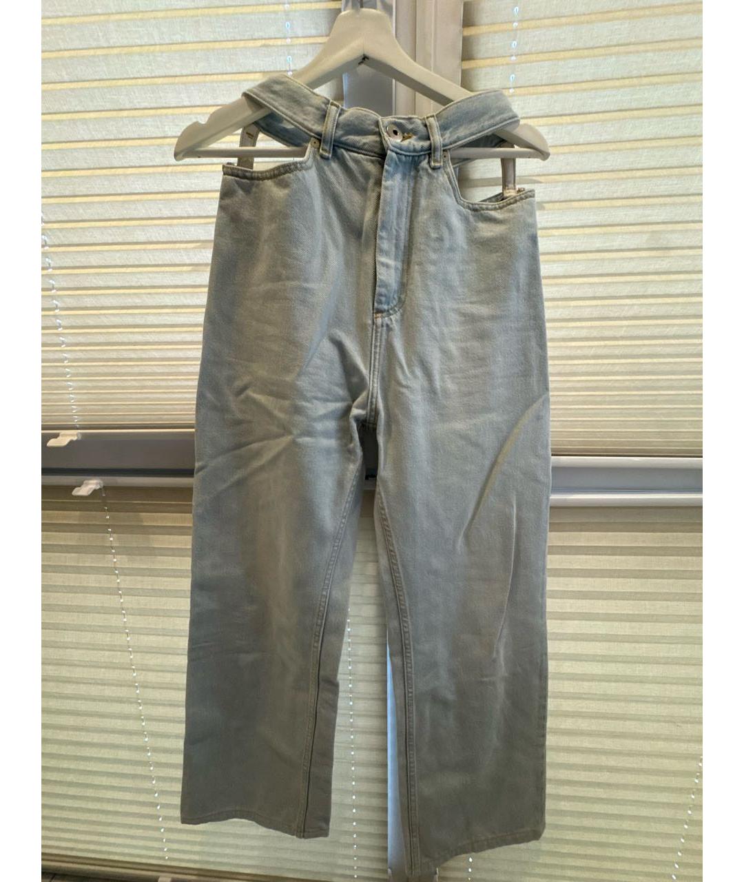 MAISON MARGIELA Голубые хлопковые прямые джинсы, фото 4