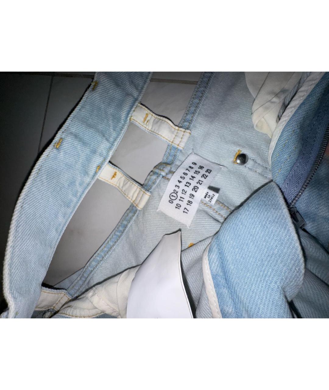 MAISON MARGIELA Голубые хлопковые прямые джинсы, фото 3