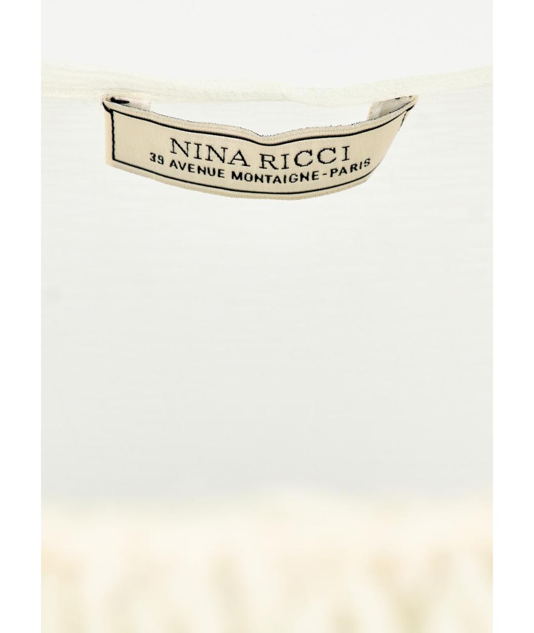 NINA RICCI Бежевая шелковая майка, фото 3