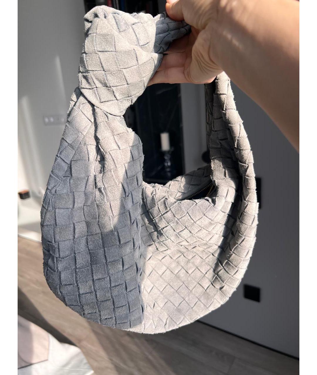BOTTEGA VENETA Серая замшевая сумка с короткими ручками, фото 4