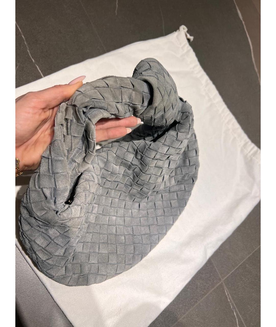 BOTTEGA VENETA Серая замшевая сумка с короткими ручками, фото 6