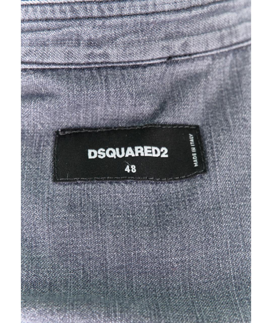 DSQUARED2 Серая хлопковая кэжуал рубашка, фото 3