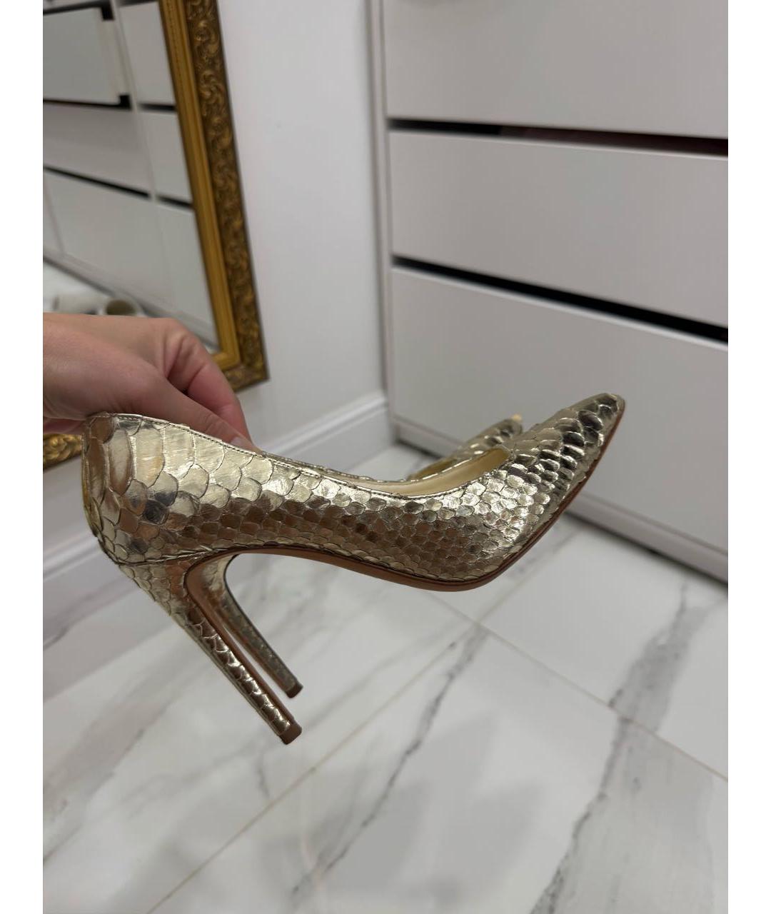BALMAIN Золотые туфли из экзотической кожи, фото 8