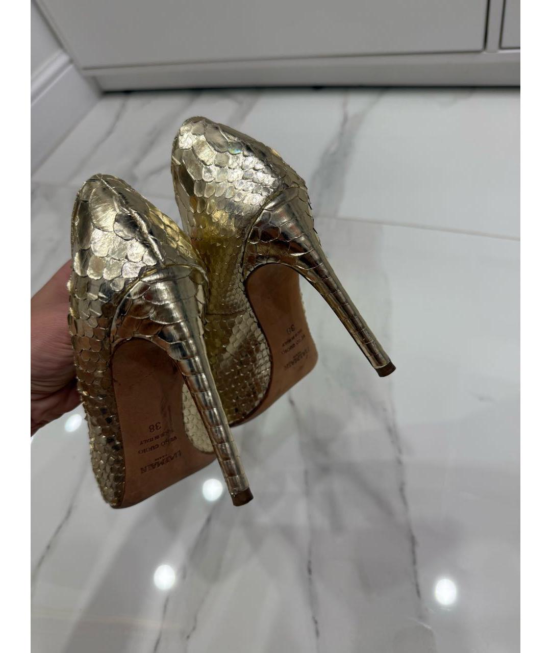 BALMAIN Золотые туфли из экзотической кожи, фото 4