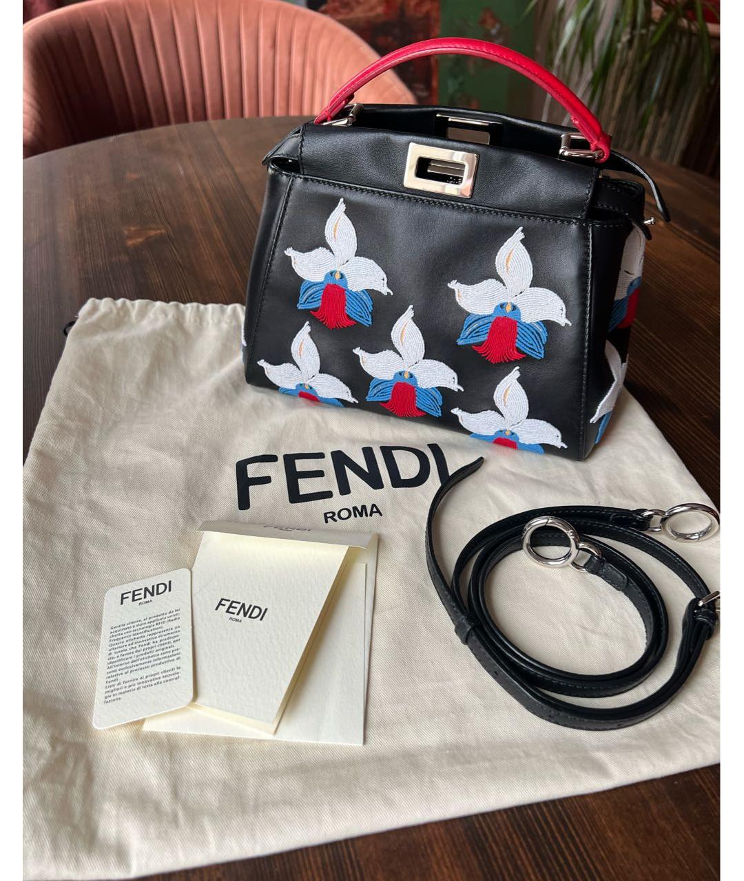 FENDI Черная кожаная сумка через плечо, фото 3