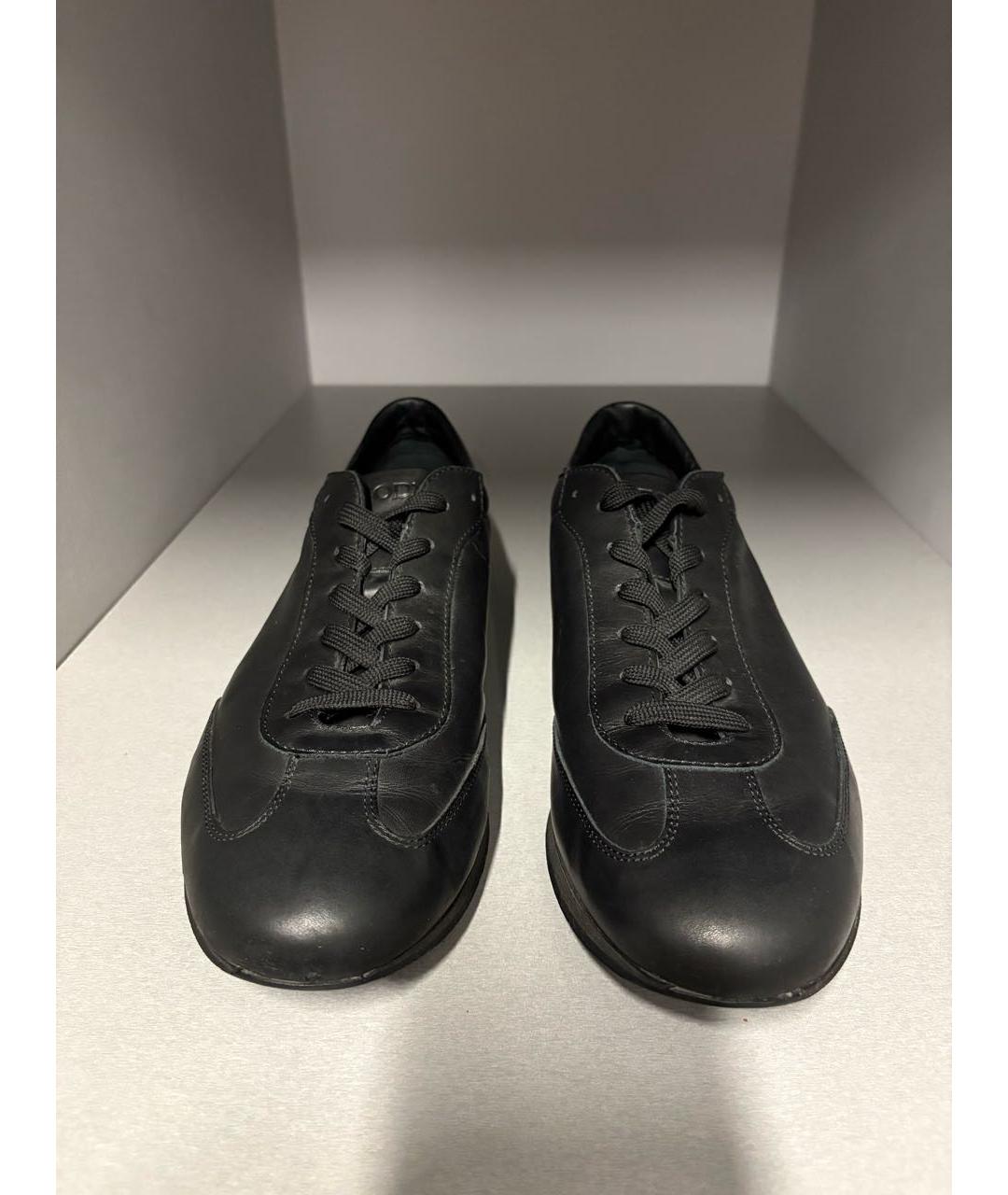 TOD'S Черные кожаные низкие кроссовки / кеды, фото 2