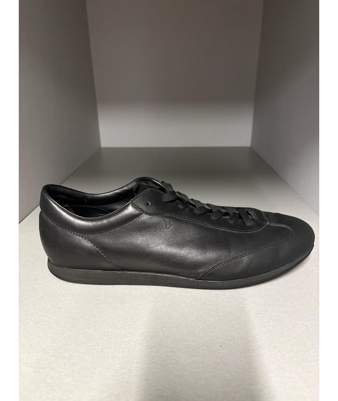 TOD'S Черные кожаные низкие кроссовки / кеды, фото 8