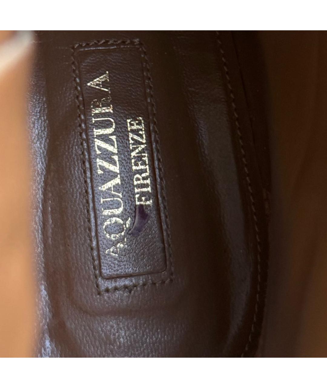 AQUAZZURA Золотые кожаные полусапоги, фото 3