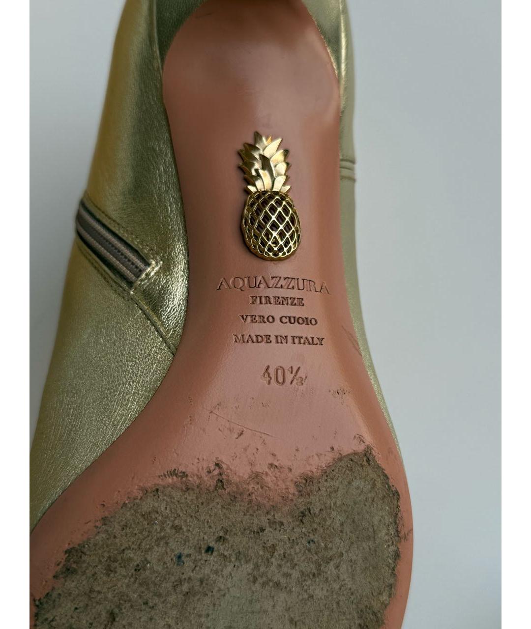 AQUAZZURA Золотые кожаные полусапоги, фото 5