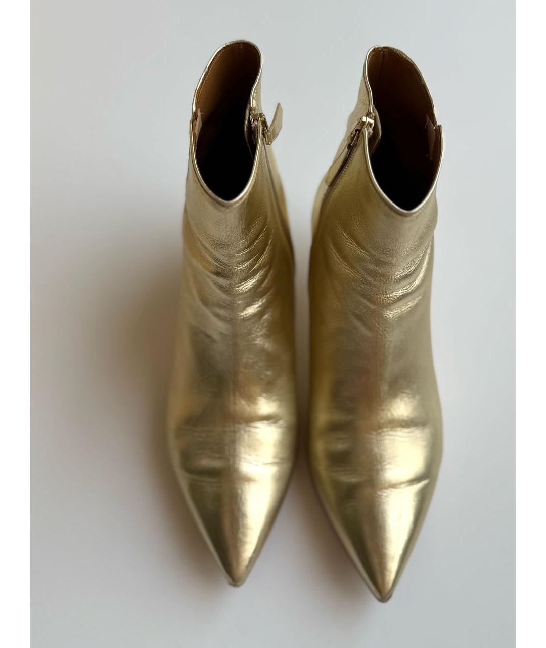AQUAZZURA Золотые кожаные полусапоги, фото 2