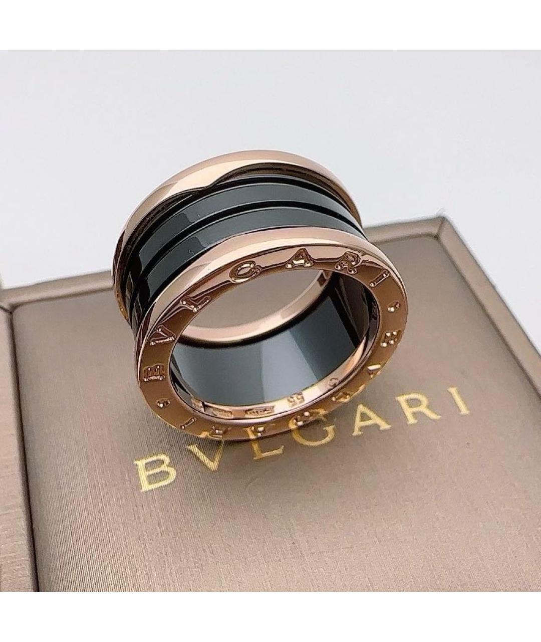 BVLGARI Черное кольцо из розового золота, фото 4