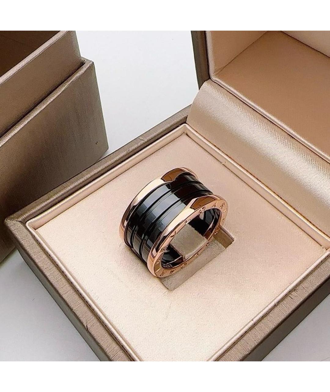 BVLGARI Черное кольцо из розового золота, фото 2