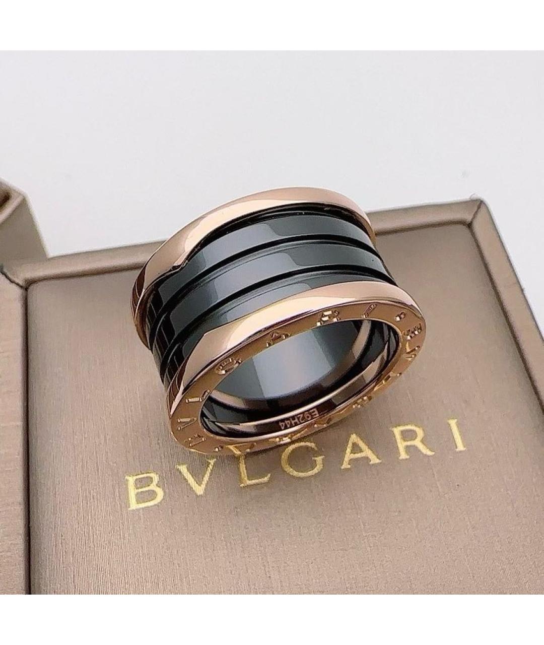 BVLGARI Черное кольцо из розового золота, фото 5