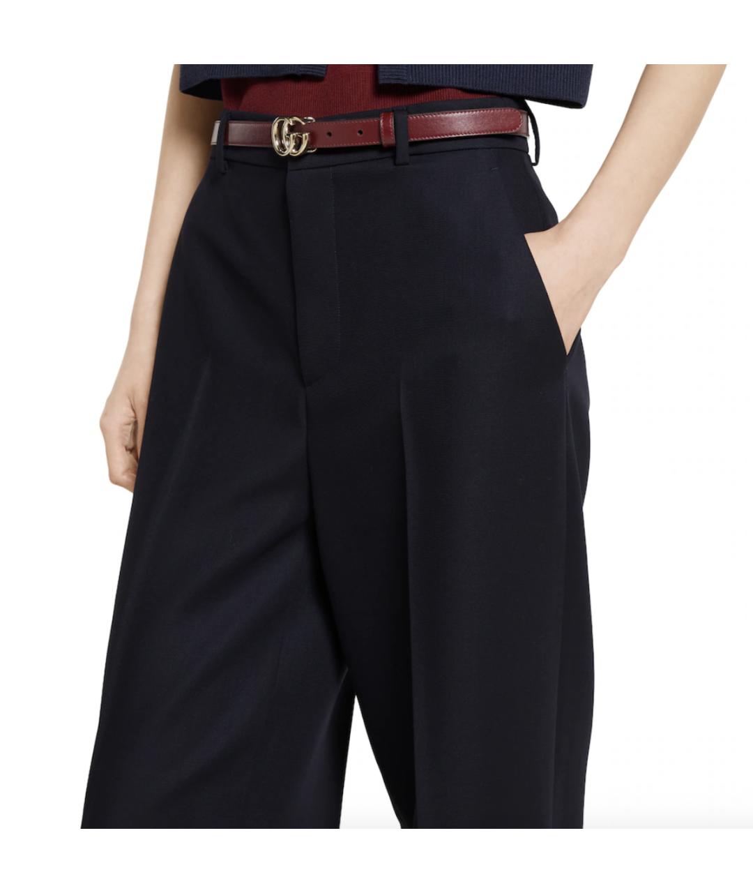 GUCCI Темно-синие шерстяные брюки широкие, фото 5