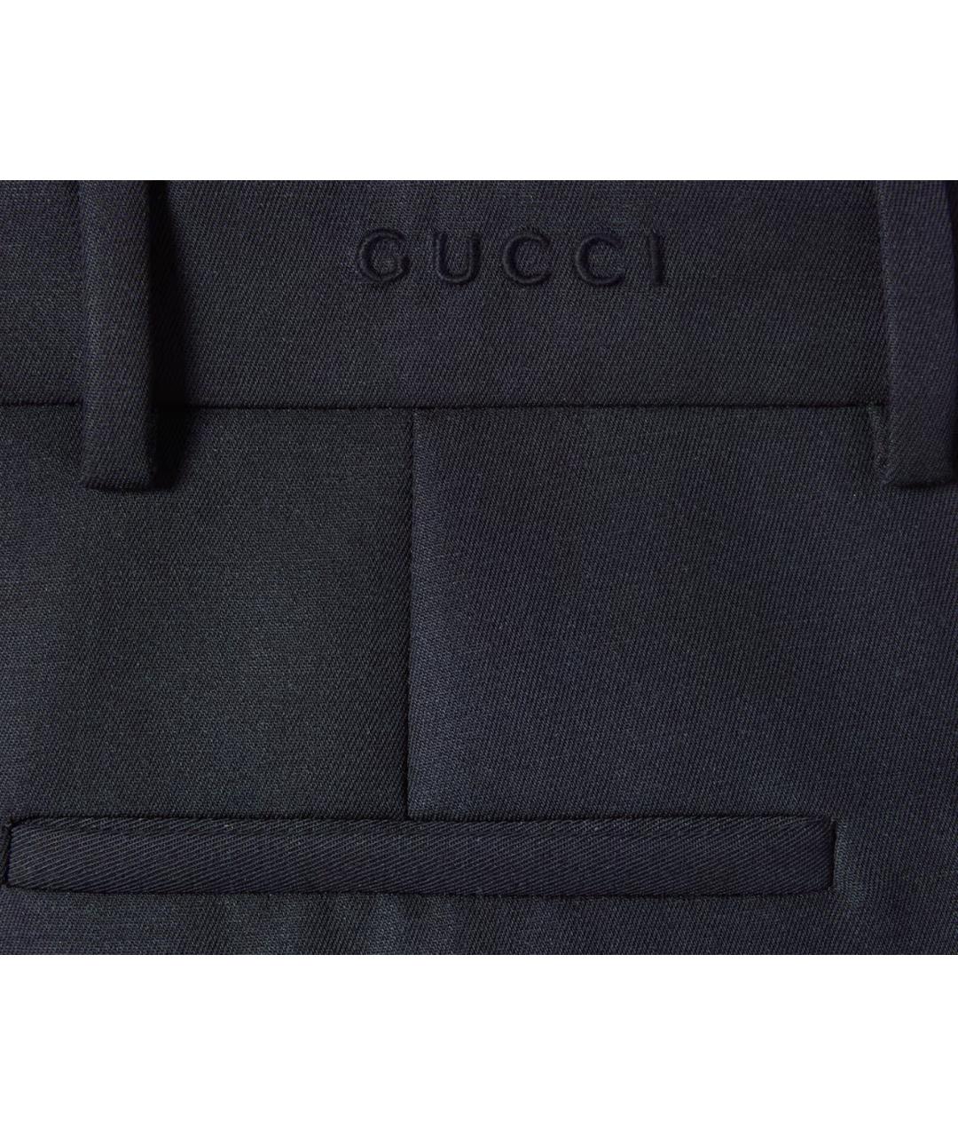 GUCCI Темно-синие шерстяные брюки широкие, фото 4