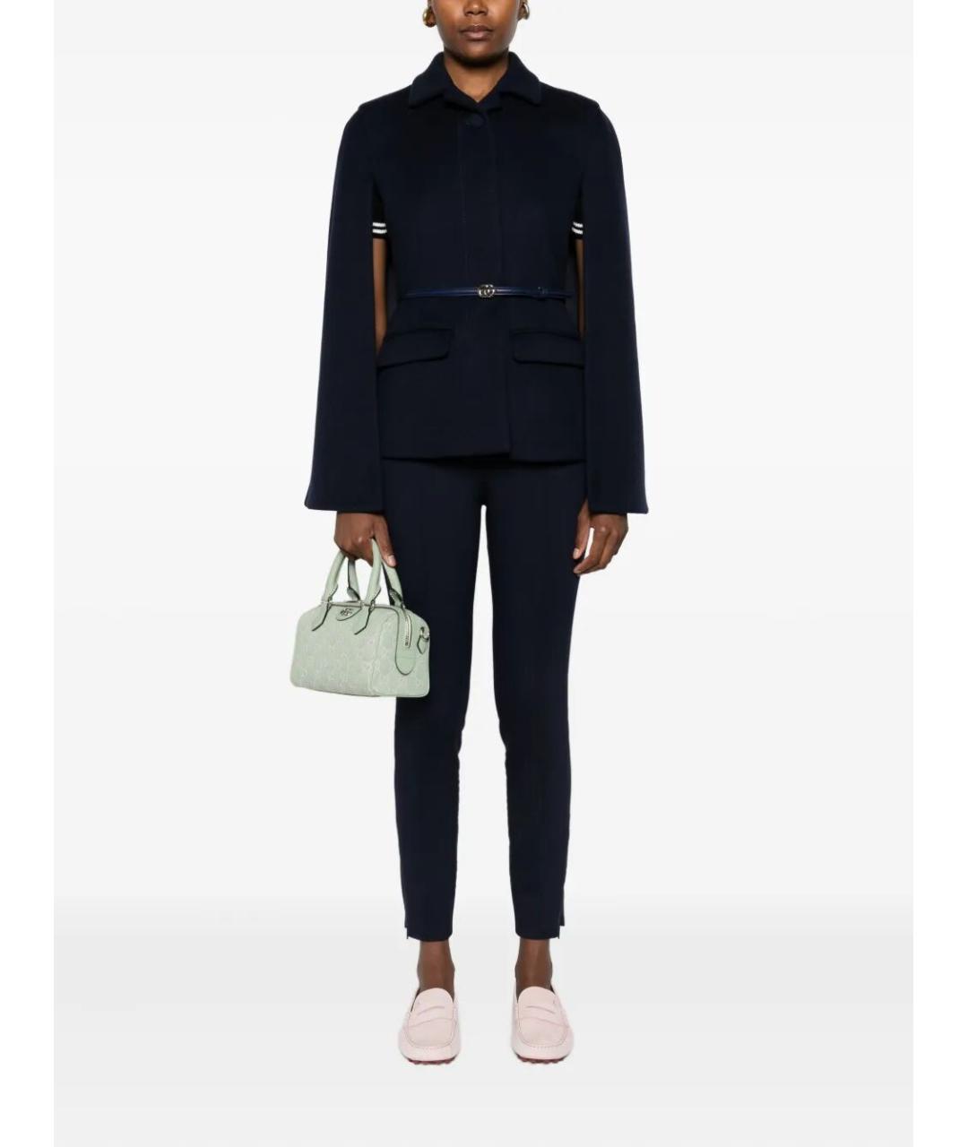 GUCCI Темно-синие шерстяные прямые брюки, фото 2