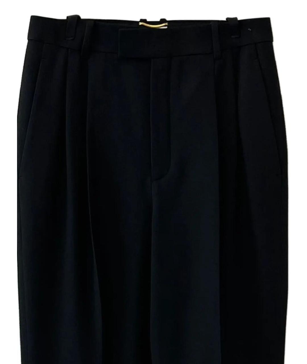 SAINT LAURENT Черные шерстяные прямые брюки, фото 2