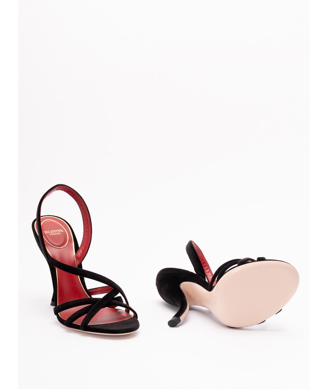 VALENTINO Черные синтетические босоножки, фото 4