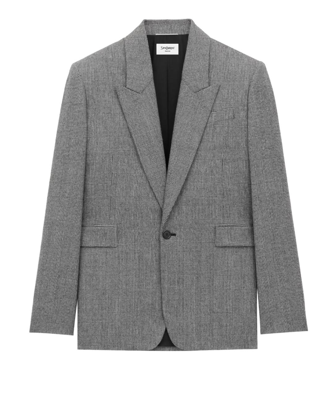 SAINT LAURENT Серый шерстяной пиджак, фото 1