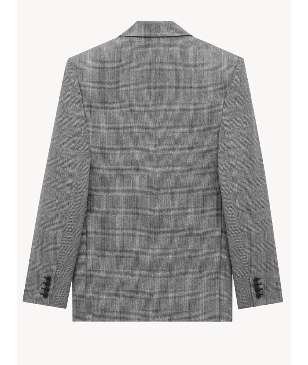 SAINT LAURENT Серый шерстяной пиджак, фото 3