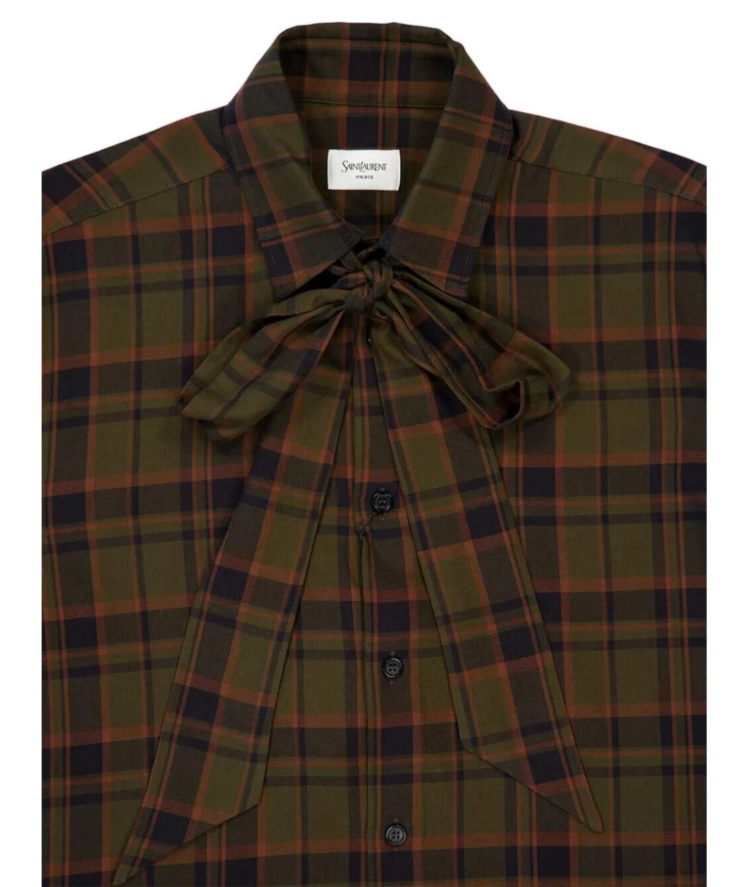 SAINT LAURENT Хаки хлопковая рубашка, фото 4