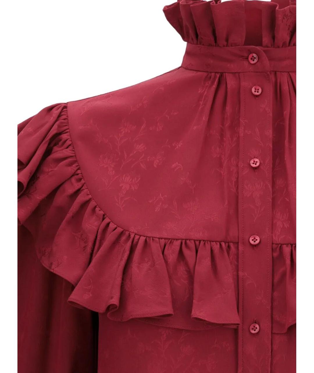 SAINT LAURENT Бордовая шелковая блузы, фото 4