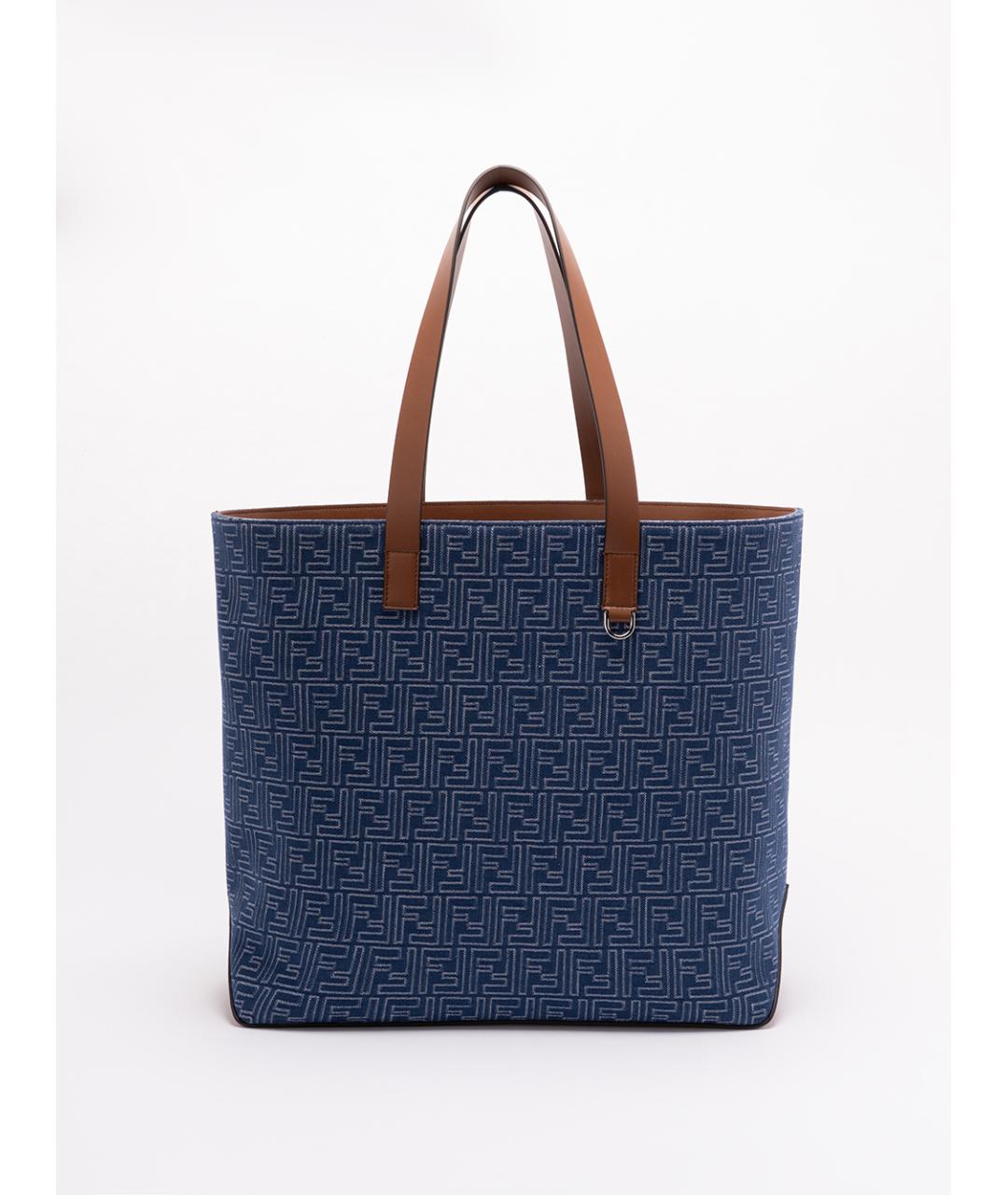 FENDI Синяя хлопковая сумка тоут, фото 2