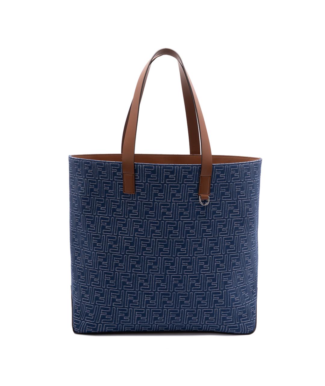 FENDI Синяя хлопковая сумка тоут, фото 1