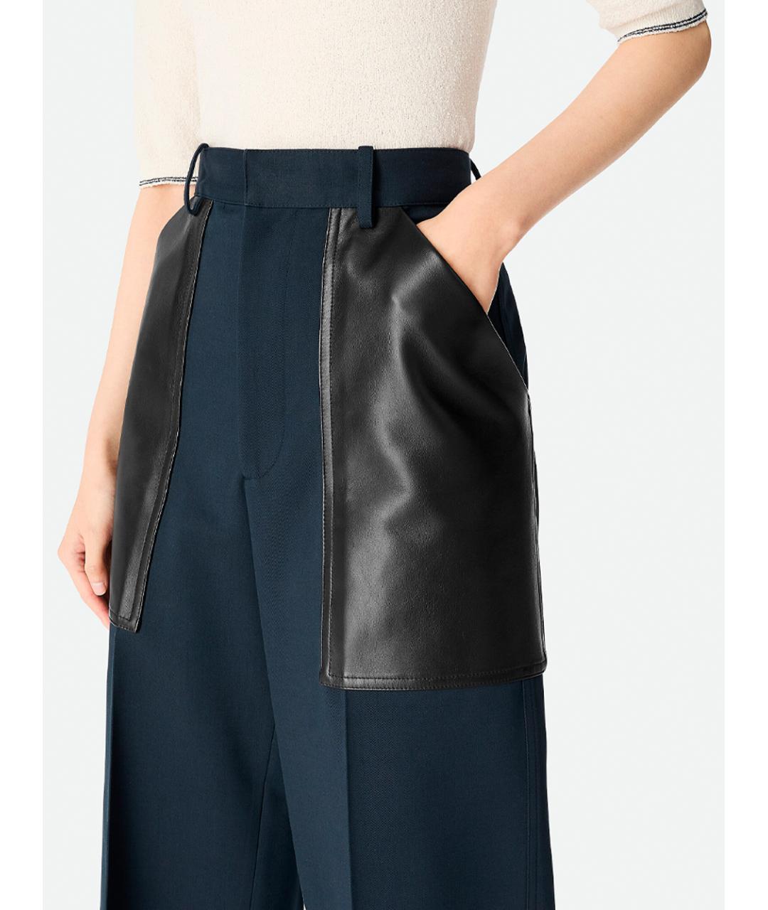 BOTTEGA VENETA Синие шерстяные прямые брюки, фото 5