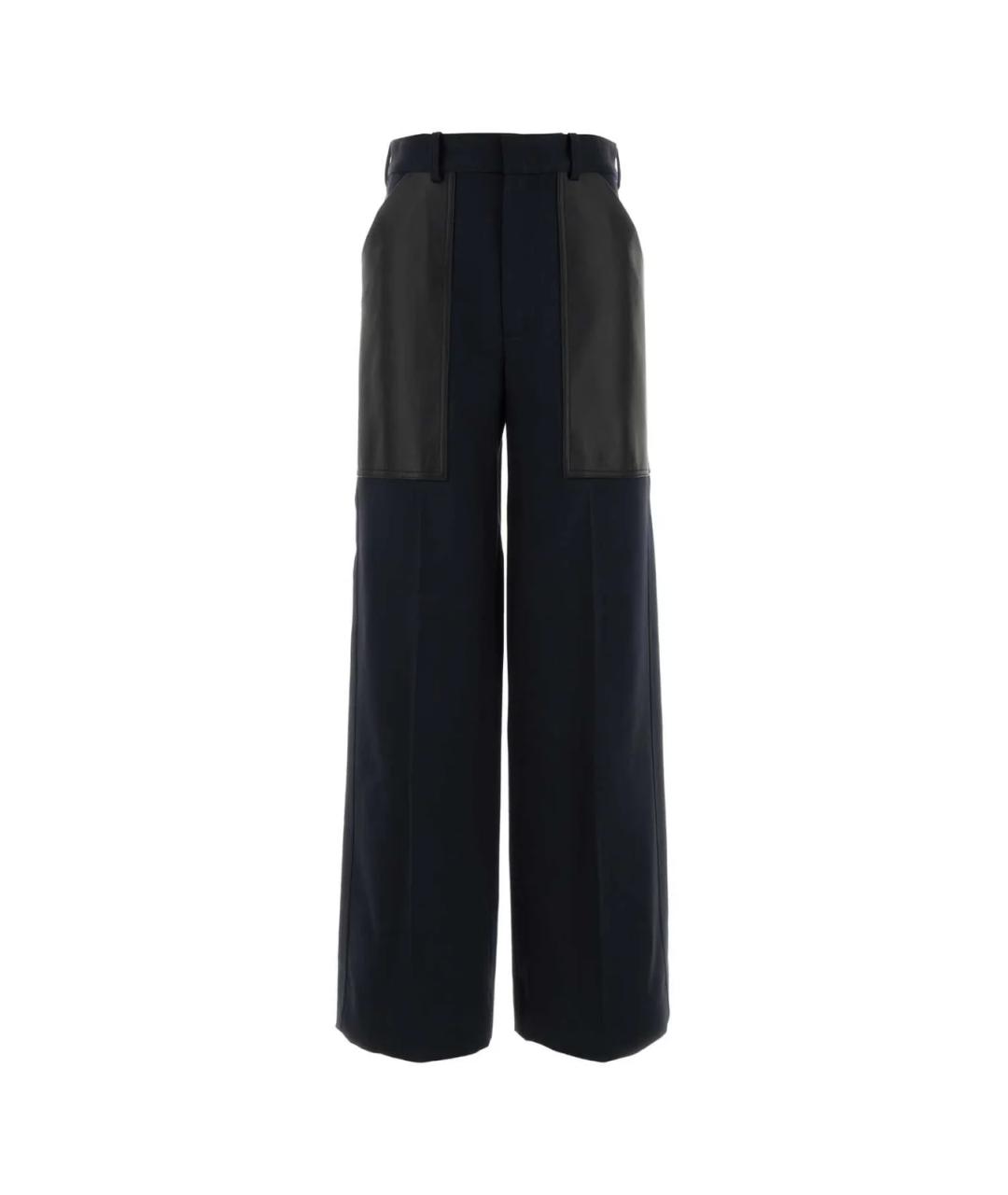 BOTTEGA VENETA Синие шерстяные прямые брюки, фото 1