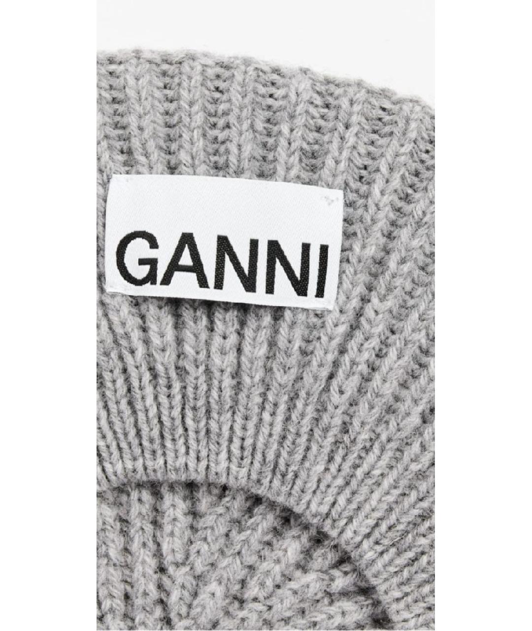 GANNI Серая шерстяная шапка, фото 3