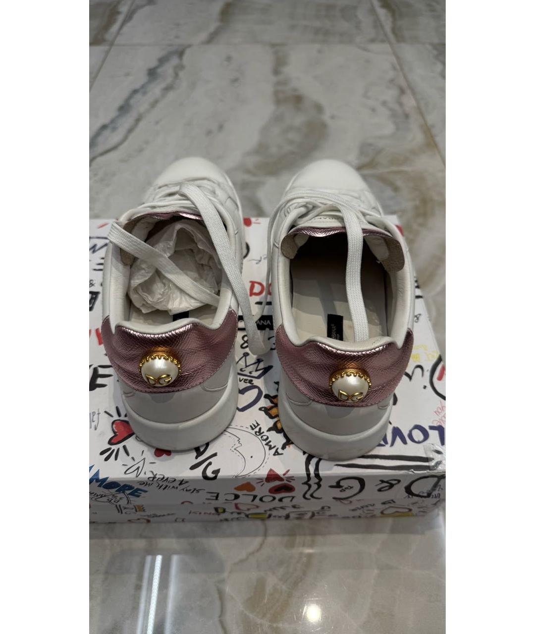 DOLCE&GABBANA Белые кожаные кеды, фото 3