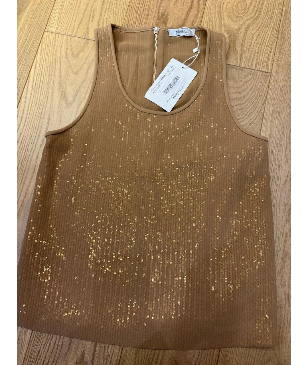 MAX MARA Бежевая полиэстеровая майка, фото 5