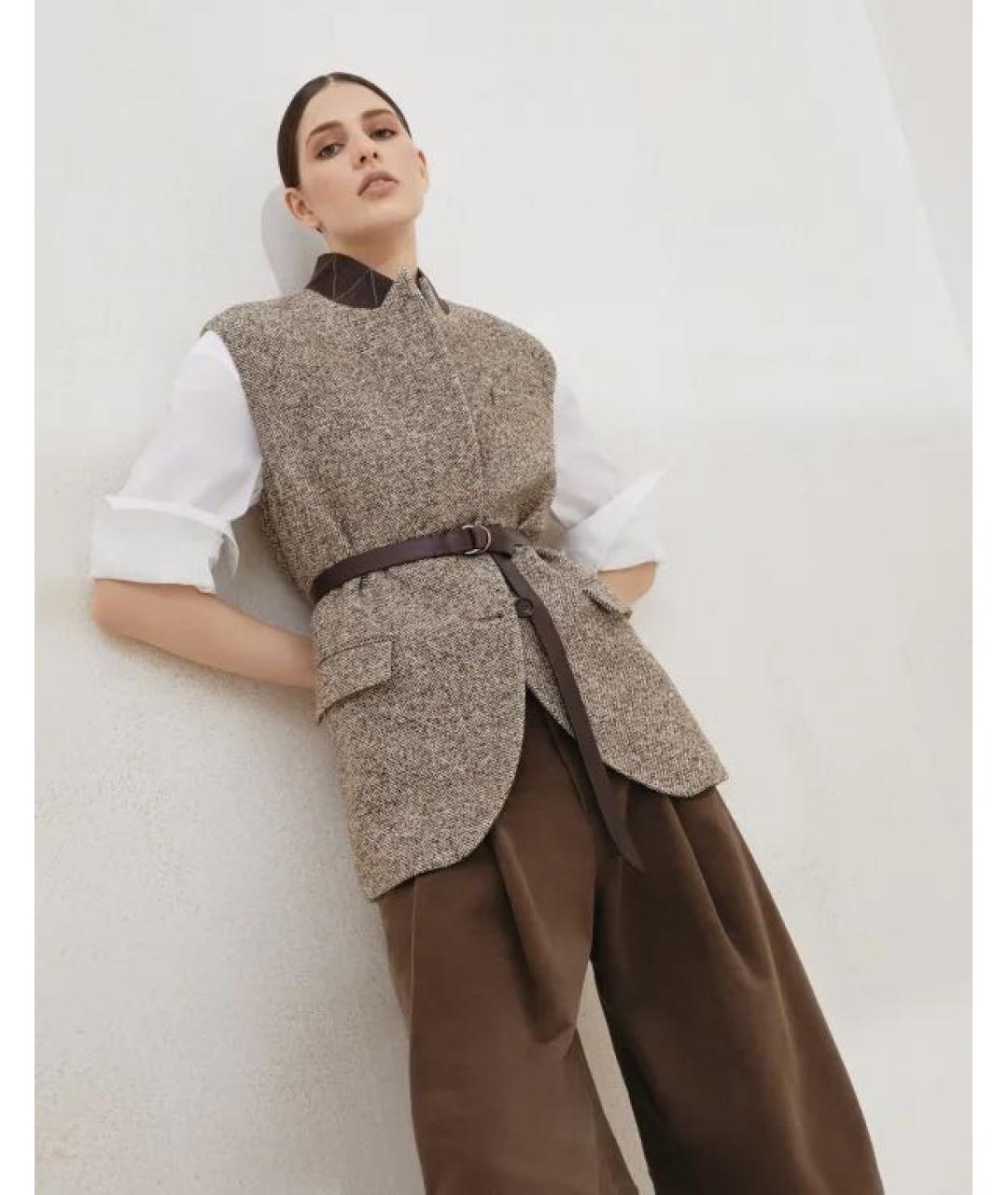 BRUNELLO CUCINELLI Коричневая шерстяная жилетка, фото 4