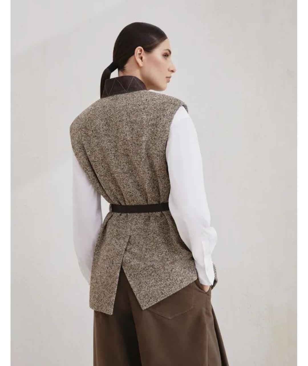 BRUNELLO CUCINELLI Коричневая шерстяная жилетка, фото 2