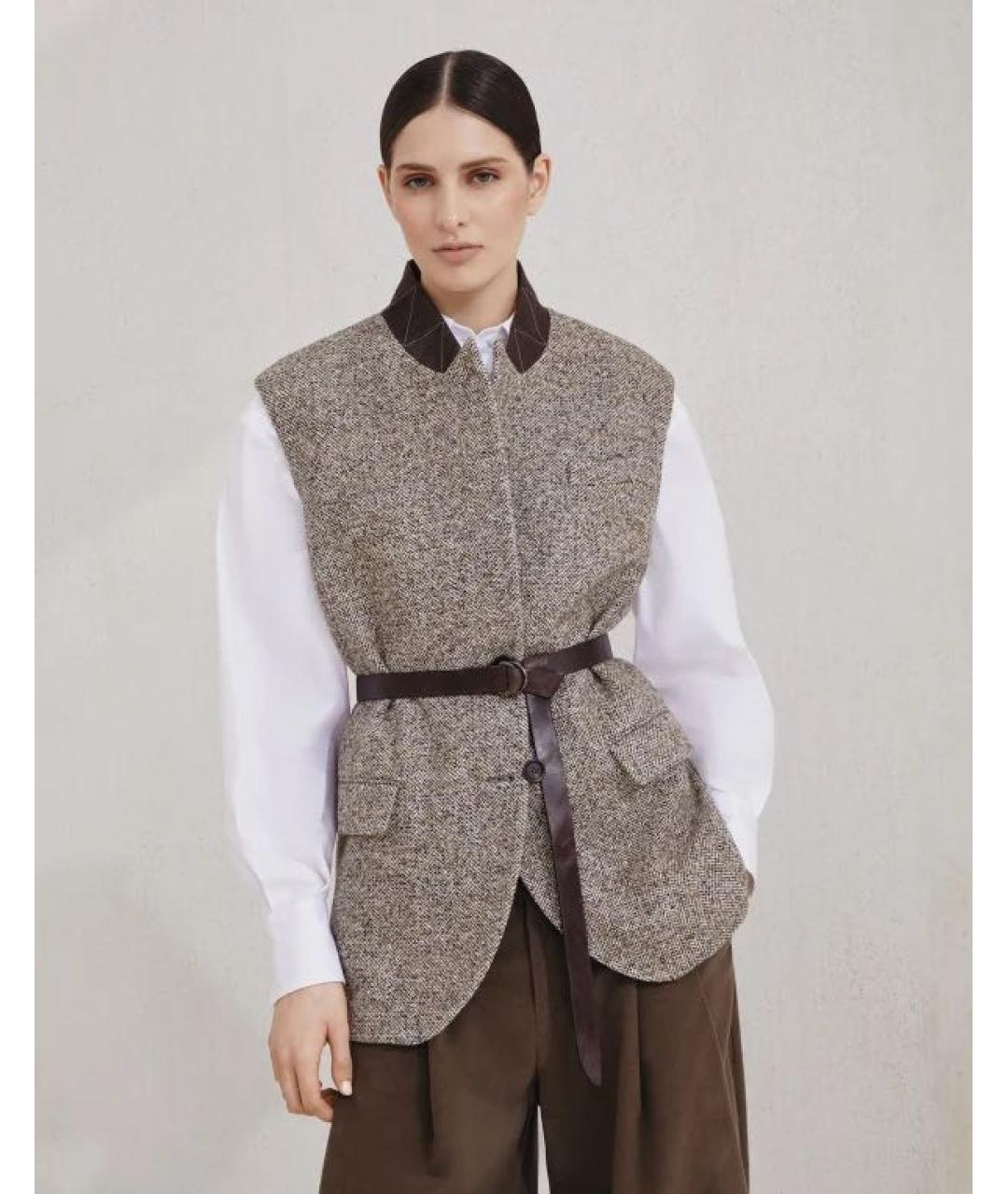 BRUNELLO CUCINELLI Коричневая шерстяная жилетка, фото 6