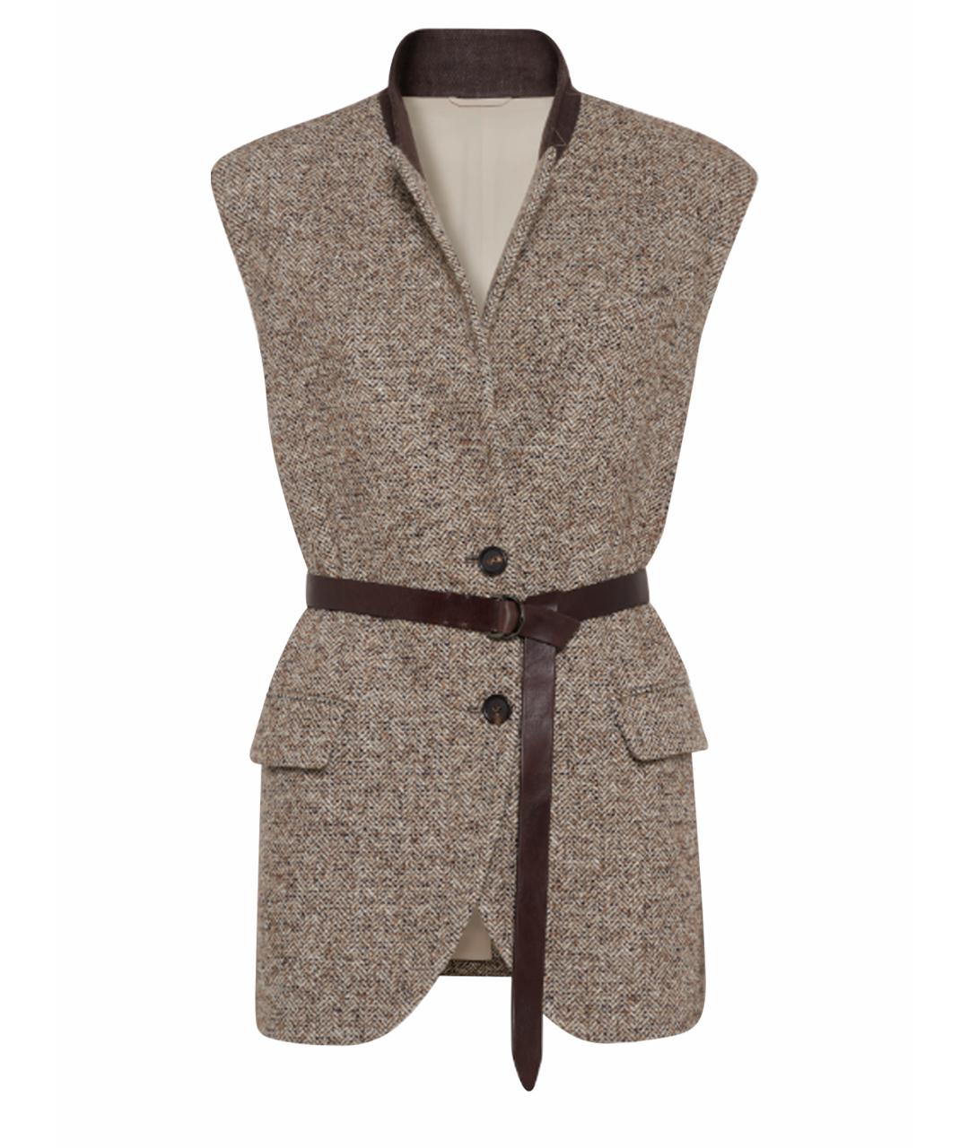 BRUNELLO CUCINELLI Коричневая шерстяная жилетка, фото 1