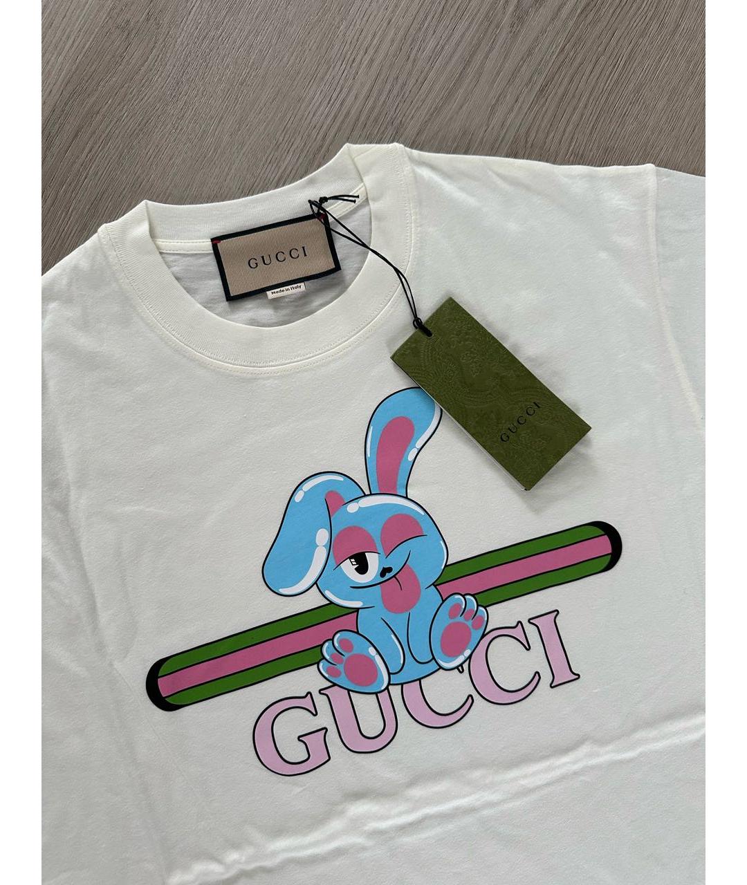 GUCCI Белая хлопковая футболка, фото 2