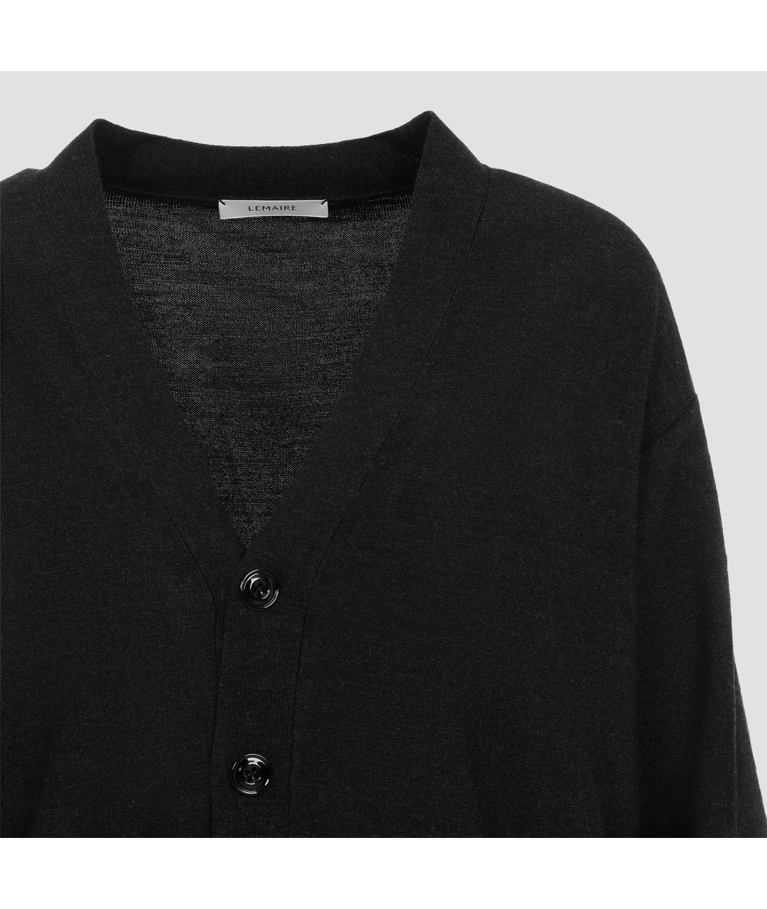 LEMAIRE Черный шерстяной кардиган, фото 3
