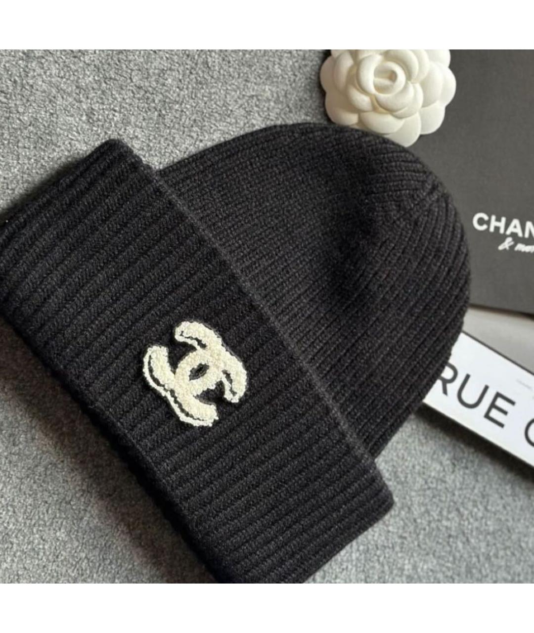 CHANEL Черная кашемировая шапка, фото 2