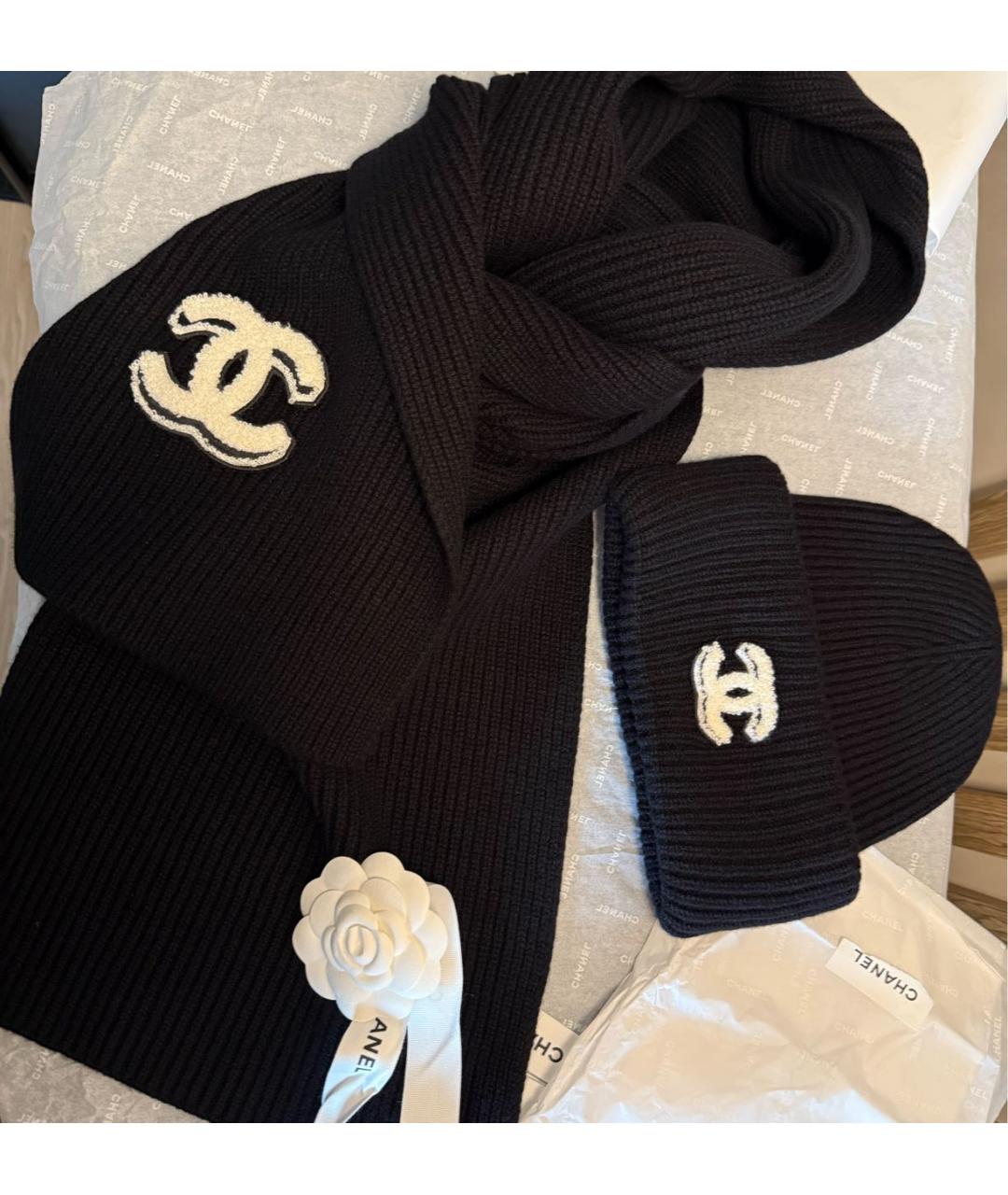 CHANEL Черный шарф, фото 2