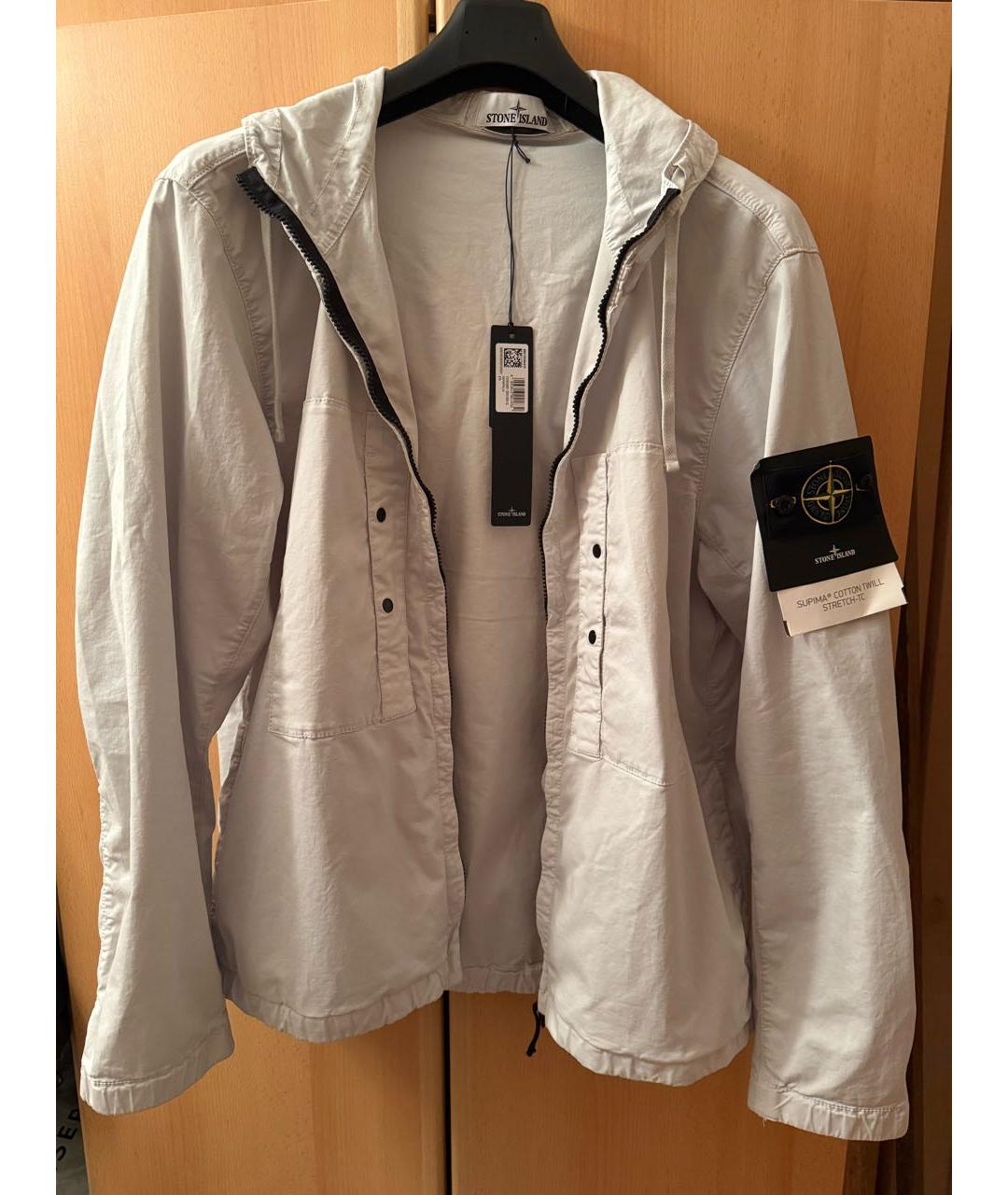STONE ISLAND Белая хлопко-эластановая куртка, фото 3