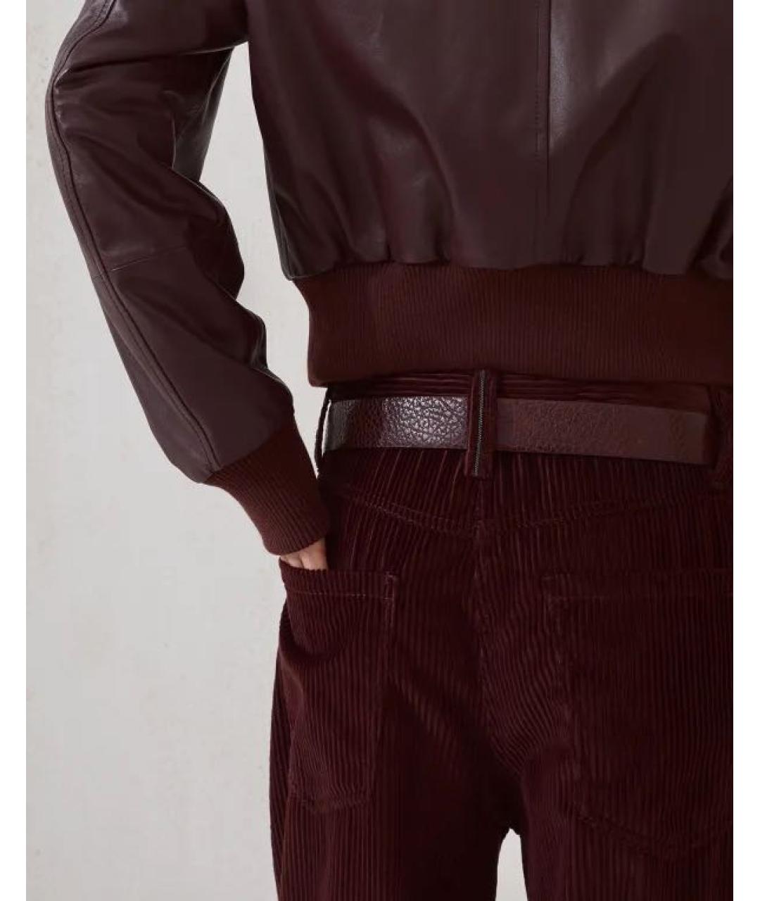 BRUNELLO CUCINELLI Бордовые хлопковые прямые джинсы, фото 3